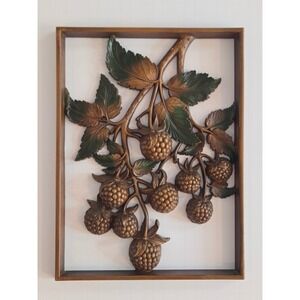 Vintage Syroco Wood Berry Vine Wall Plaque MCM Art 7131 Made in USA